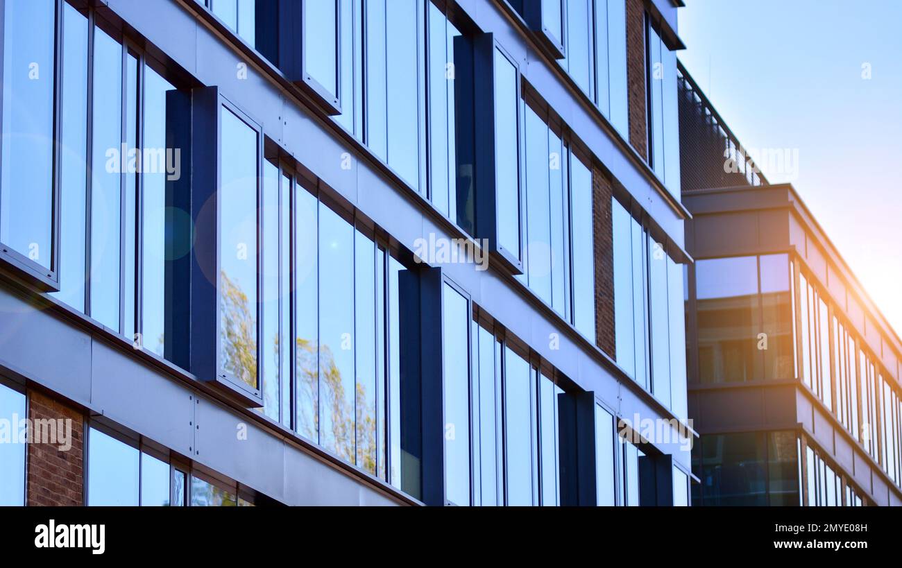 Abstract fragment of contemporary architecture, walls made of glass and