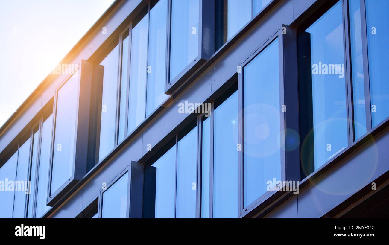 Abstract fragment of contemporary architecture, walls made of glass and