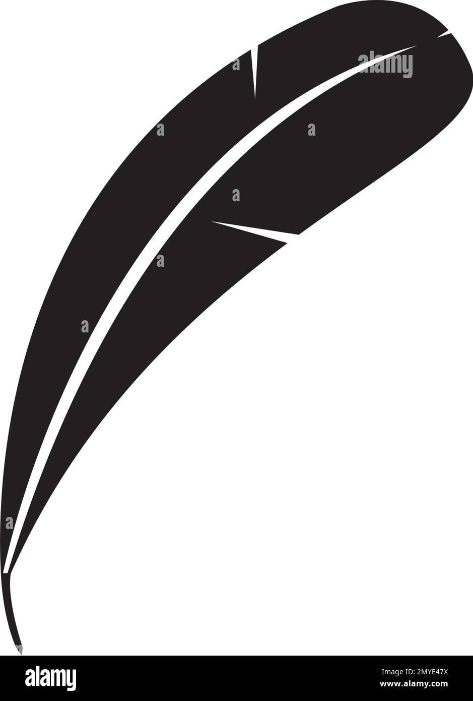 quill feather pen signature logo design template illustration vector