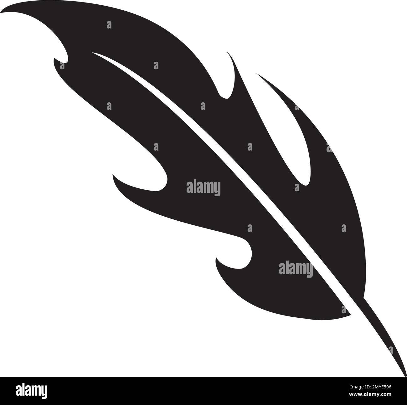 quill feather pen signature logo design template illustration vector