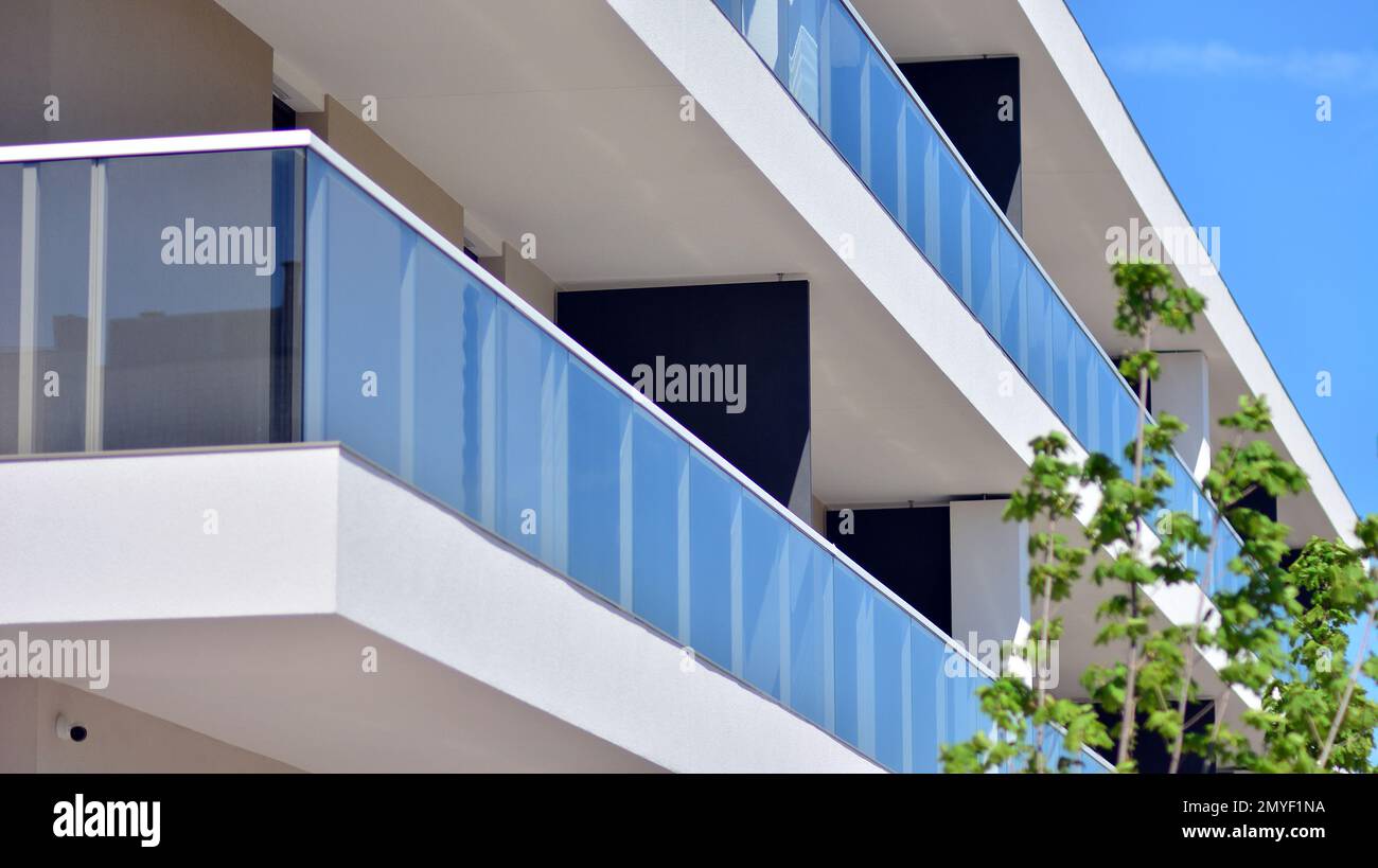 Image showcasing Modern residential building with new apartments in a green residential ...