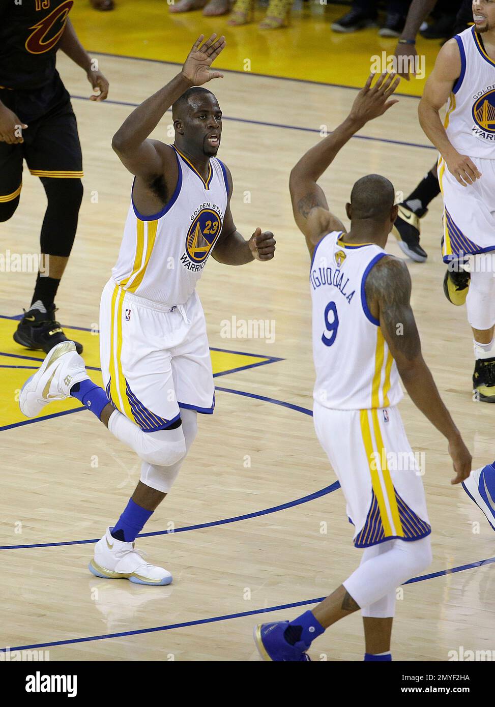 Golden State Warriors forward Draymond Green (23) reacts with