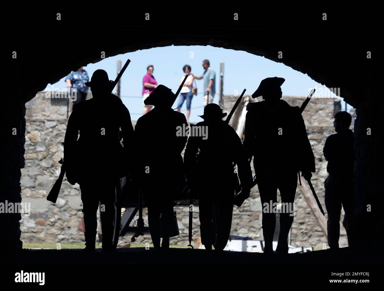 In this Friday, June 17, 2016 photo, a cannon is pulled through a sally