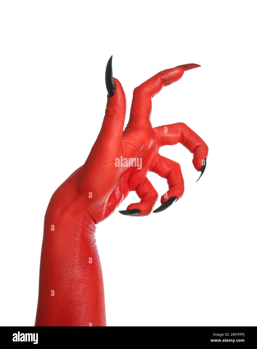 Scary monster on white background, closeup of hand. Halloween character ...