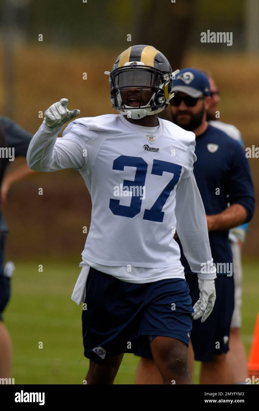 Safety (4) Jordan Fuller of the Los Angeles Rams warms up before playing  against the San Francisco 49ers in an NFL football game, Monday, Oct. 3,  2022, in Santa Clara, Calif. 49ers