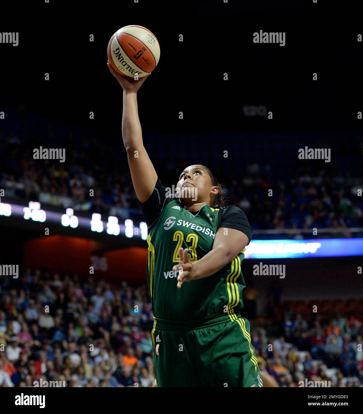 Seattle Storm’s Kaleena MosquedaLewis during the second half of a WNBA