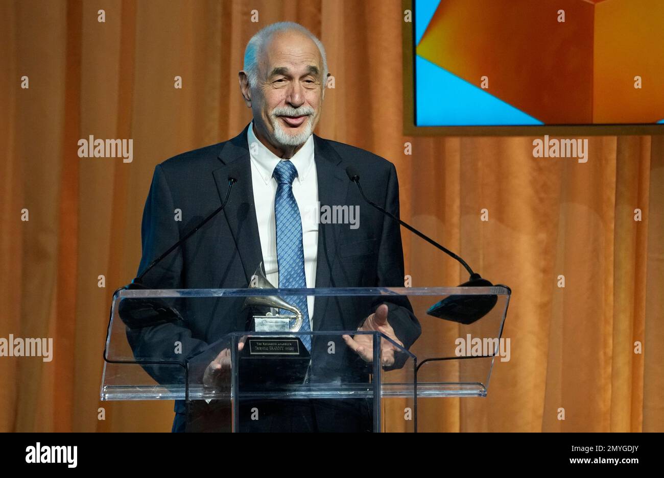 Honoree Andy Hildebrand accepts the Technical Grammy award at the