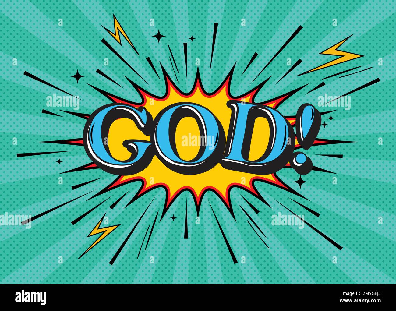 Text God! on Cartoon comic style effect, Christian concept. Religion ...
