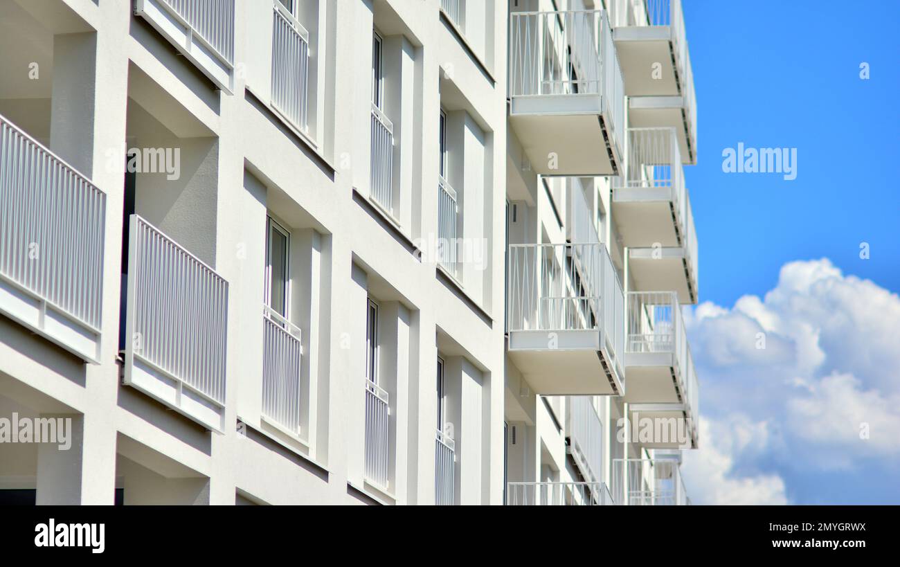 Modern European residential apartment buildings quarter. Abstract ...