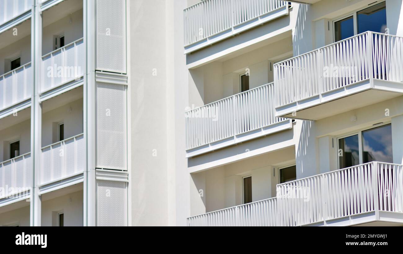 Modern European residential apartment buildings quarter. Abstract ...