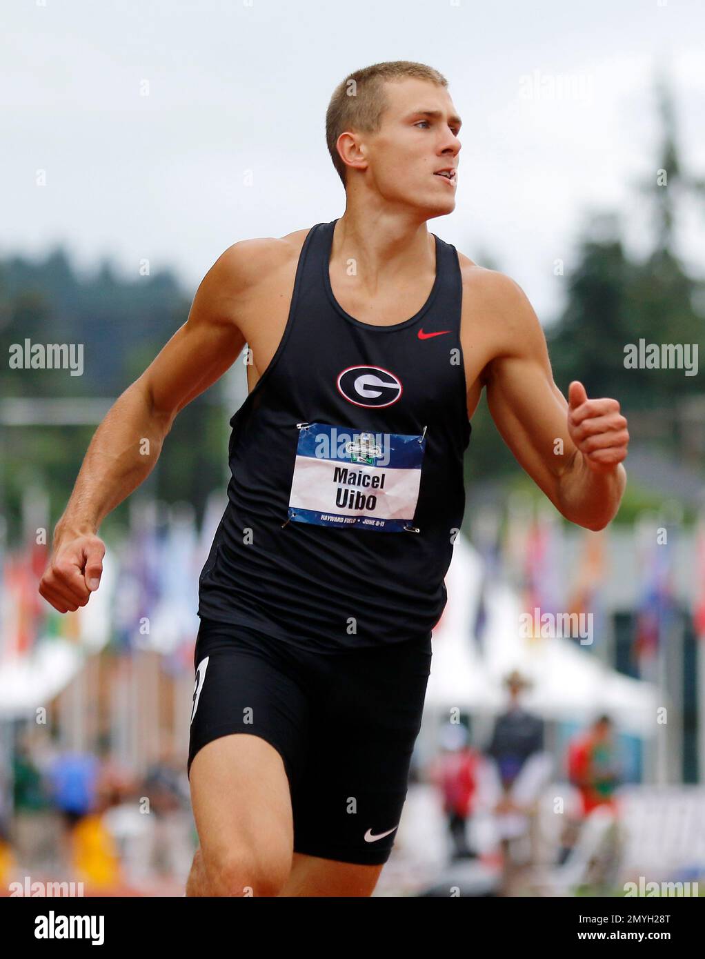 Maicel Uibo runs in the 100meter race in the decathlon