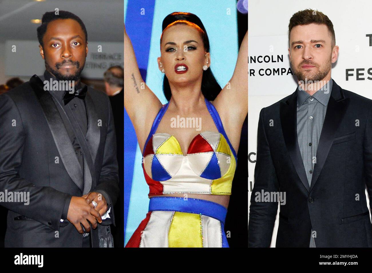 This combination of 2011, 2015 and 2016 photos shows will.i.am, Katy(02)