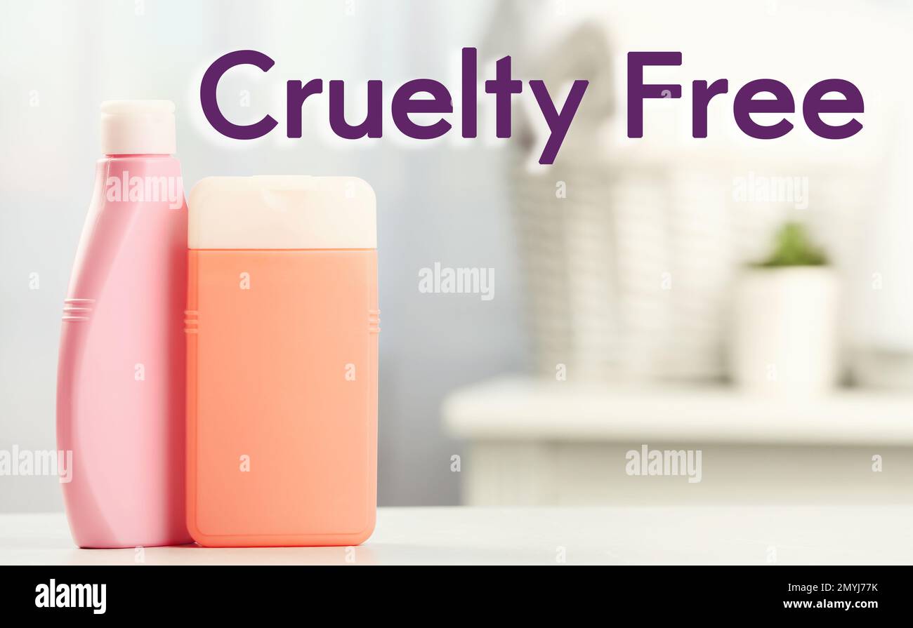 Cruelty free concept. Personal care products not tested on animals in