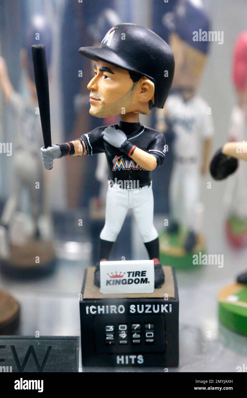 A bobblehead figure of Miami Marlins center fielder Ichiro Suzuki 