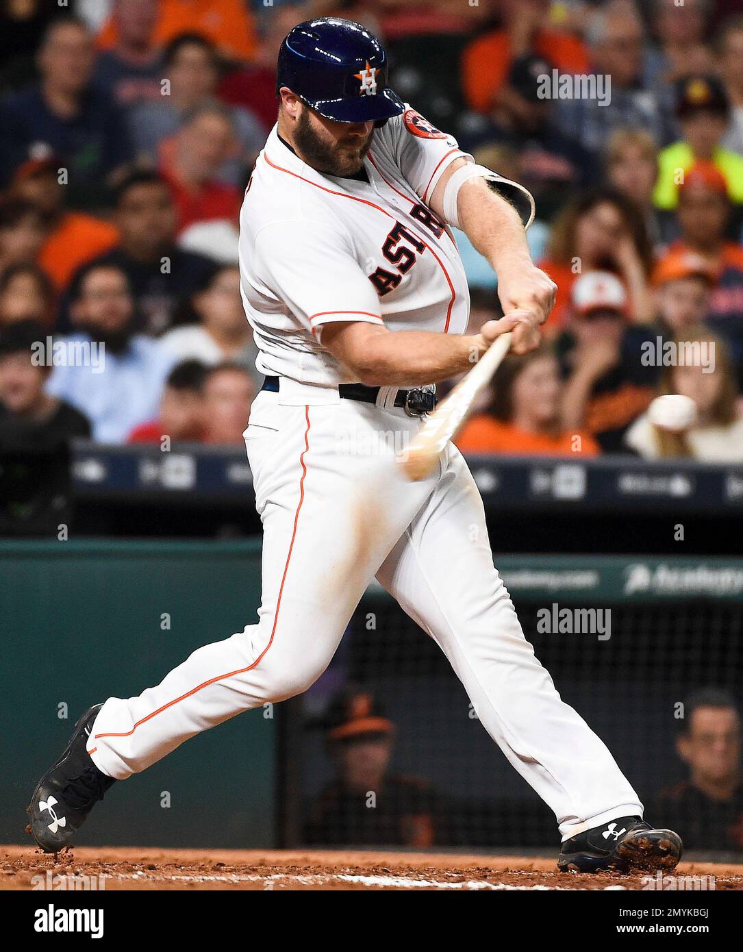 Houston Astros' Evan Gattis during the fourth inning of a baseball game  against the Los Angeles Angels, Tuesday, June 23, 2015, in Anaheim, Calif.  (AP Photo/Jae C. Hong Stock Photo - Alamy