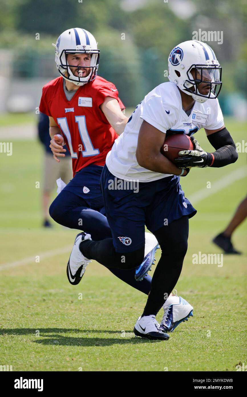Tennessee Titans quarterback Alex Tanney (11) hands off to running back