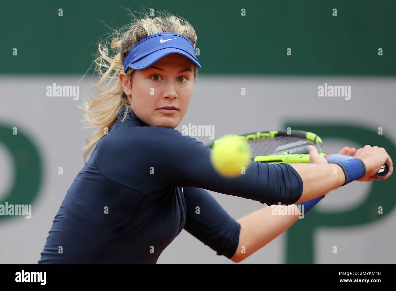 Canada's Eugenie Bouchard returns in her first round match of the French  Open tennis tournament against Germany's Laura Siegemund at the Roland  Garros stadium in Paris, France, Tuesday, May 24, 2016. (AP