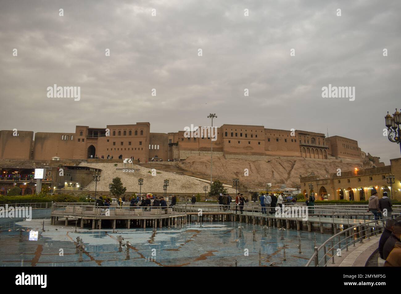 The historical Erbil Citadel at the city centre is said to be the oldenst continuously occupied city in the world. Stock Photo