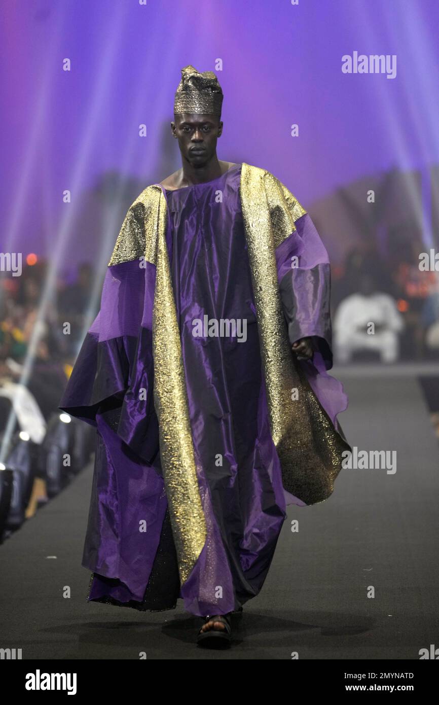 A model displays an outfit by designer Tiffani Amber during the ARISE ...
