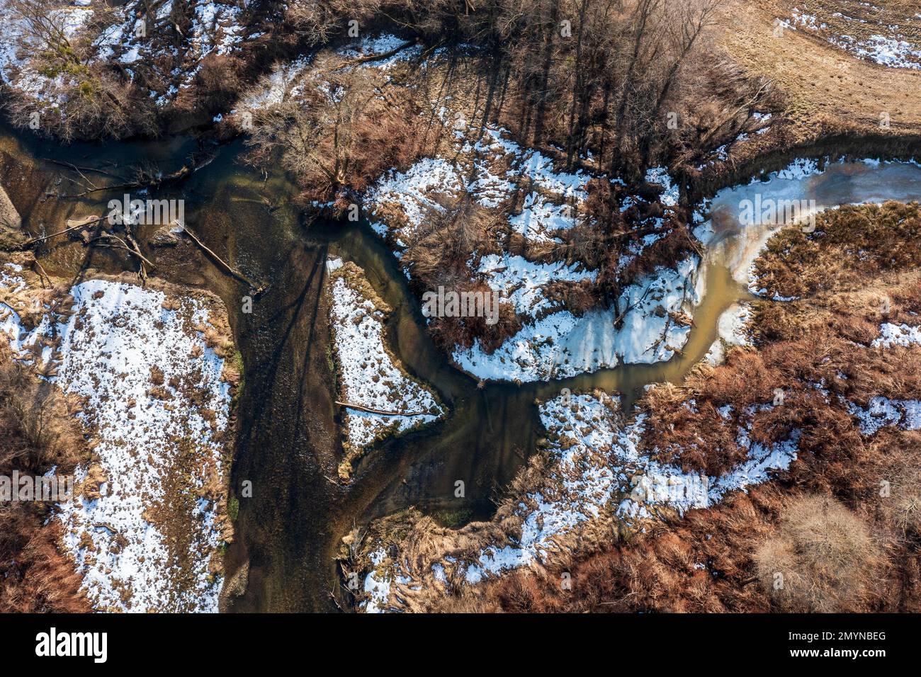 Lafnitz River with oxbow lake, meander, border area Burgenland Styria, Austria, Europe Stock Photo