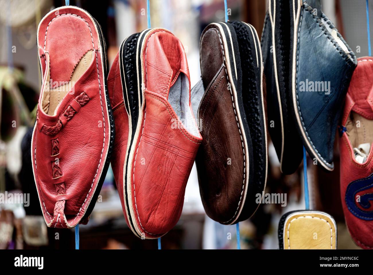 Typical Moroccan leather slippers, Asilah, Morocco, Africa Stock Photo ...