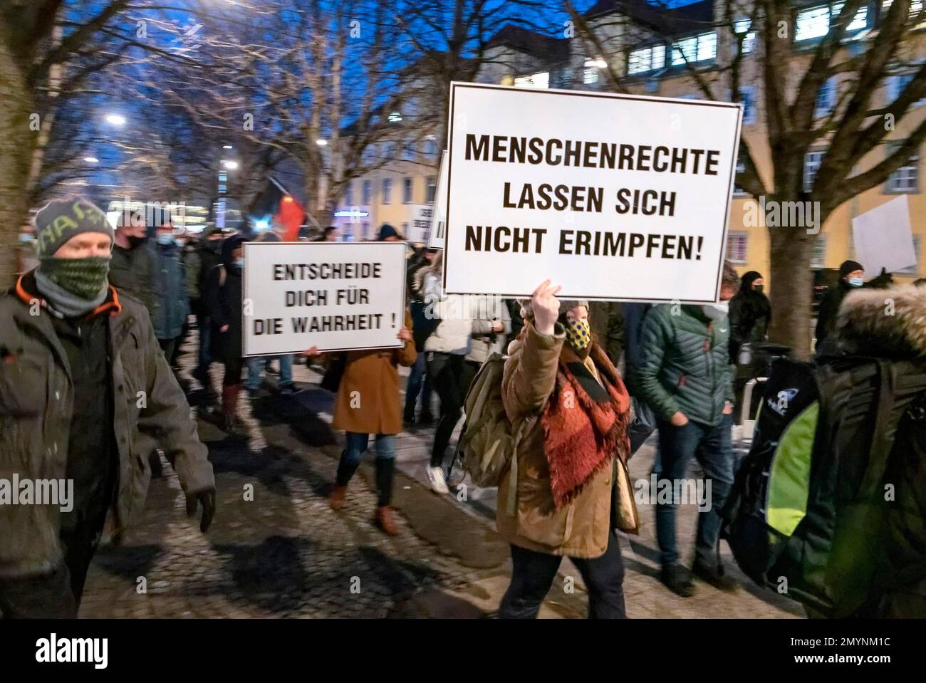 Karlsplatz: Demonstration against Corona measures. Stuttgart, Baden-Württemberg, Germany, Europe Stock Photo