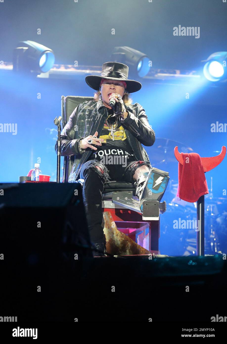 Singer Axl Rose performs during the concert of Australian rock band AC ...