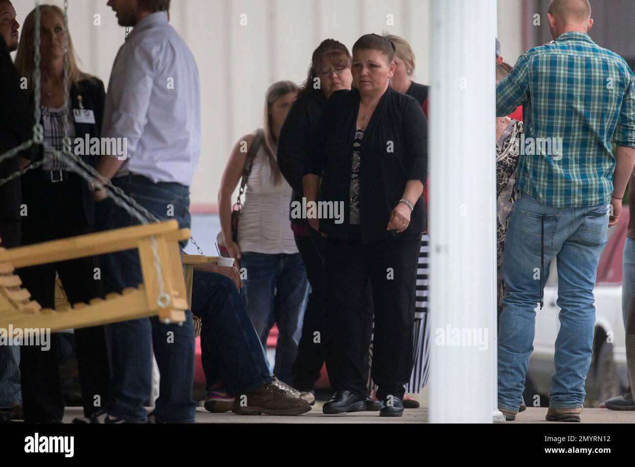 Visitors gather for the wake of Gary Rhoden at the Crockett L. Reed