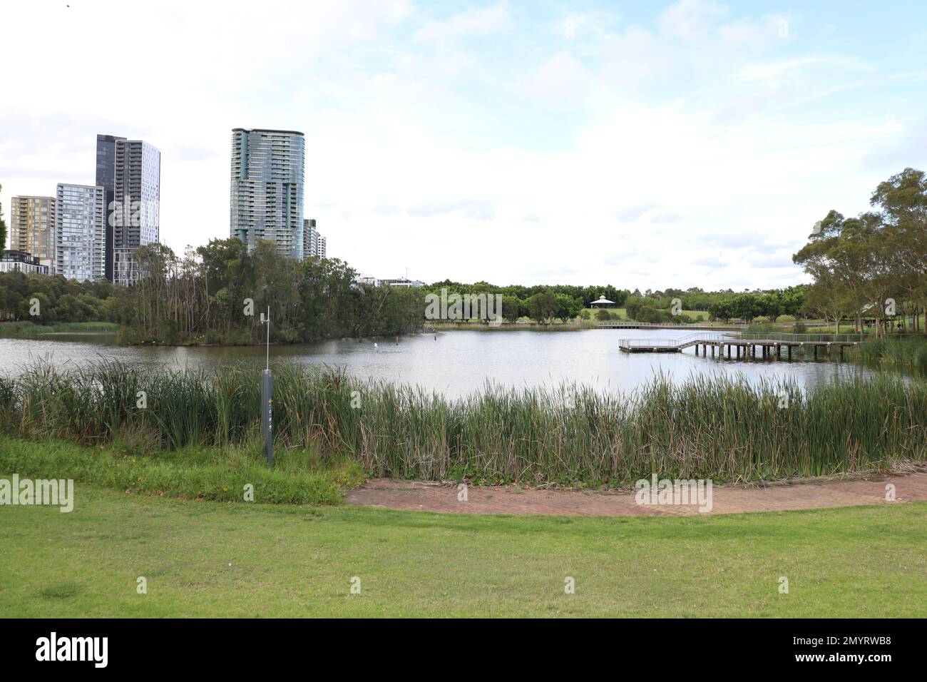 Waterview in Bicentennial Park, Sydney Olympic Park. Stock Photo