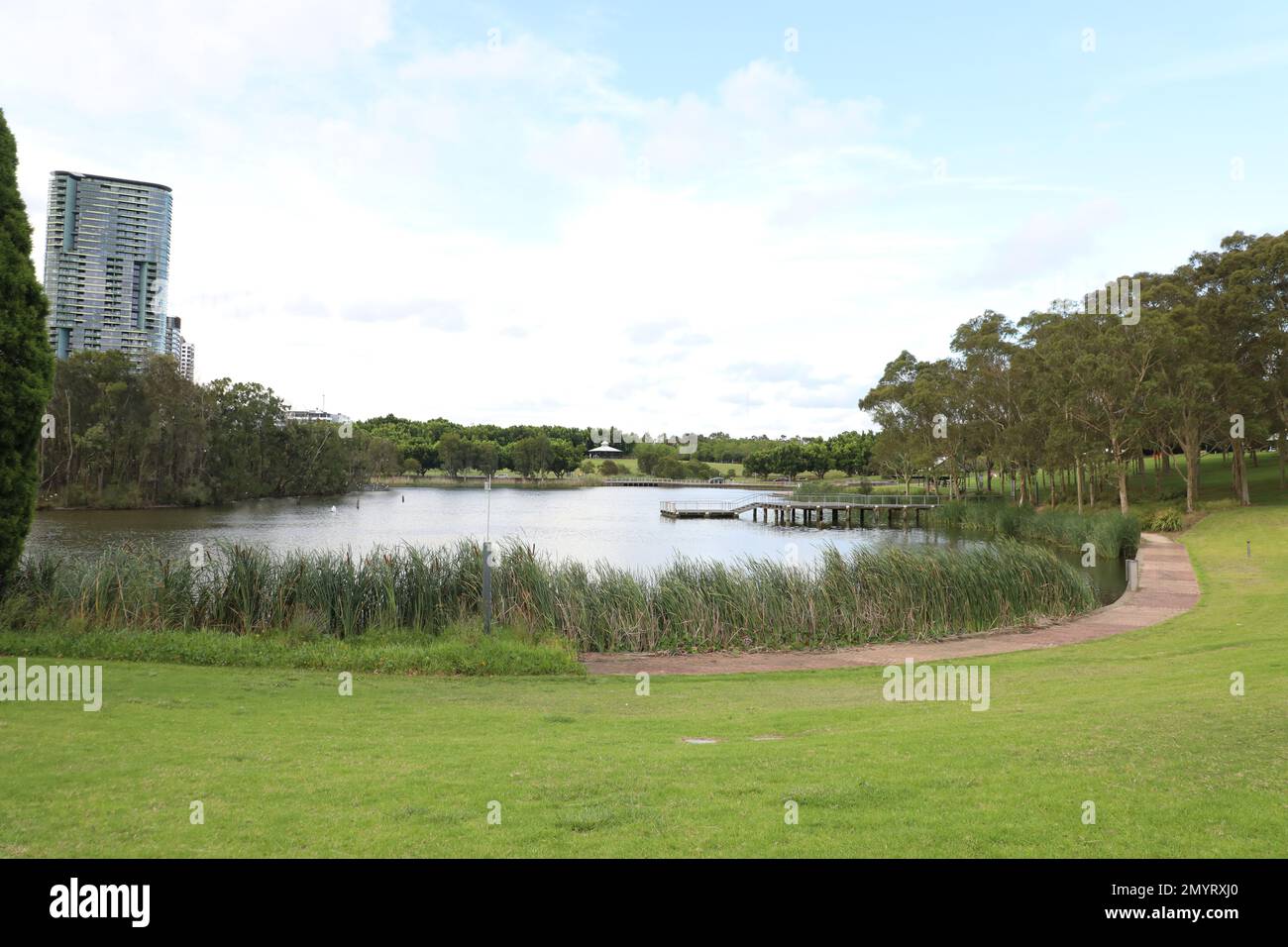 Waterview in Bicentennial Park, Sydney Olympic Park. Stock Photo