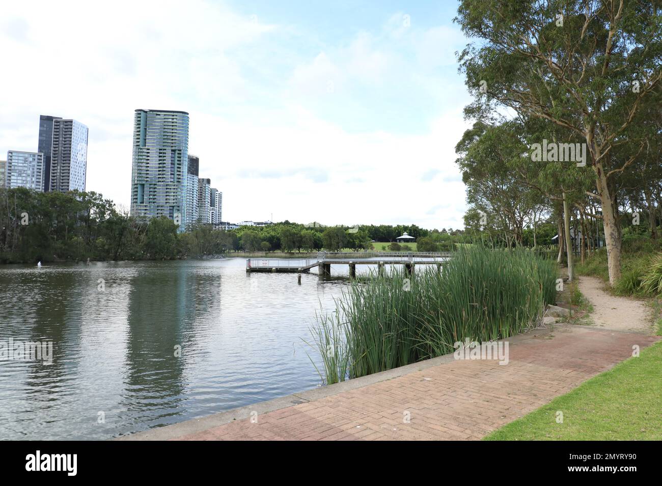 Waterview in Bicentennial Park, Sydney Olympic Park. Stock Photo