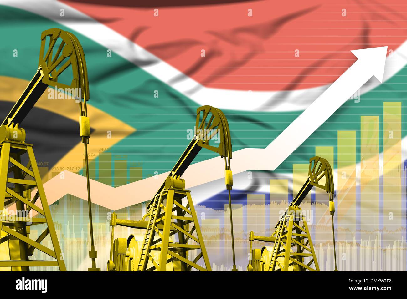 South Africa oil industry concept, industrial illustration - rising up ...