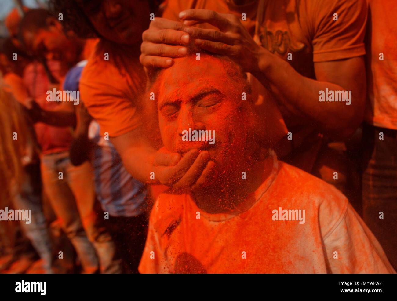 Vermilion Powder A Nepalese devotee is smeared with 'sindoor' or vermillion powder ...