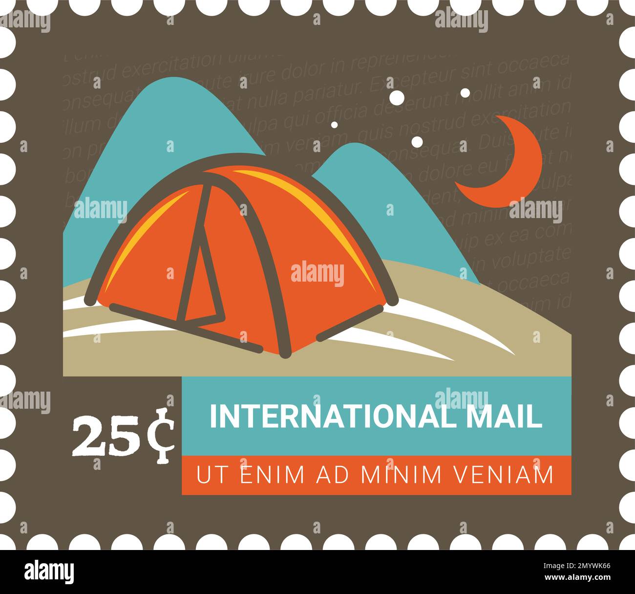 International mail, postal card or mark with price Stock Vector Image