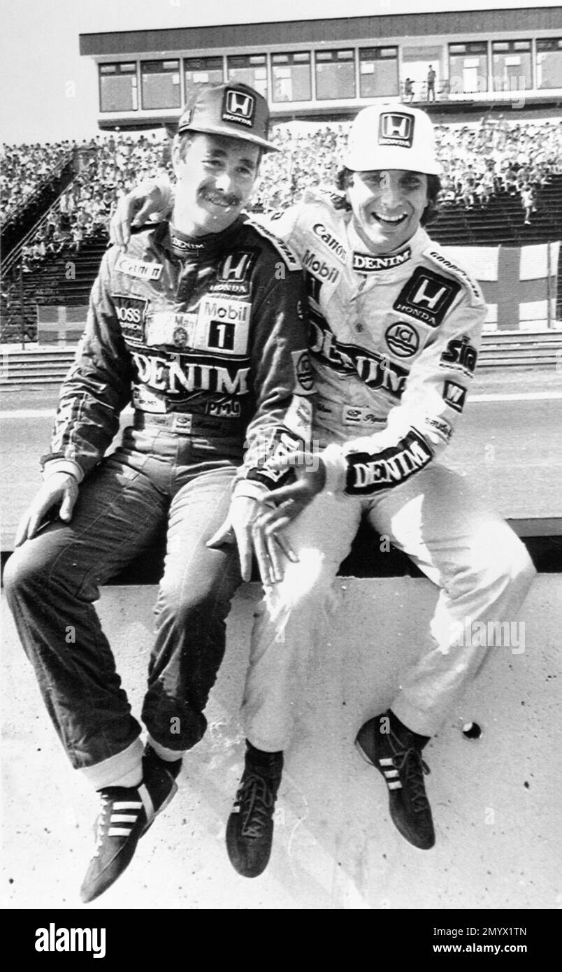 Nigel Mansell, left, and Nelson Piquet of Brazil, WilliamsHonda