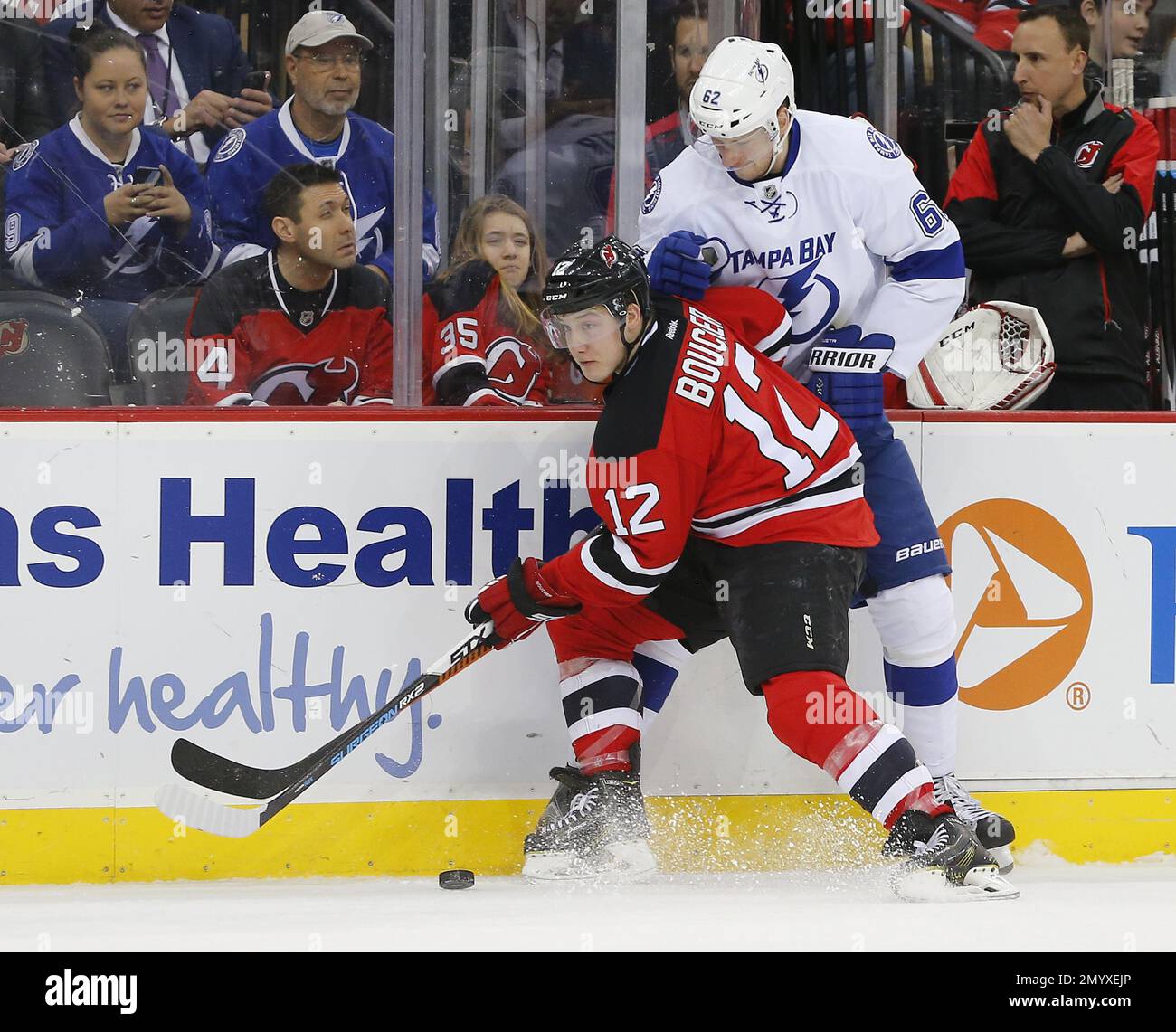 New Jersey center Reid Boucher 12 fights off Tampa Bay Lightning