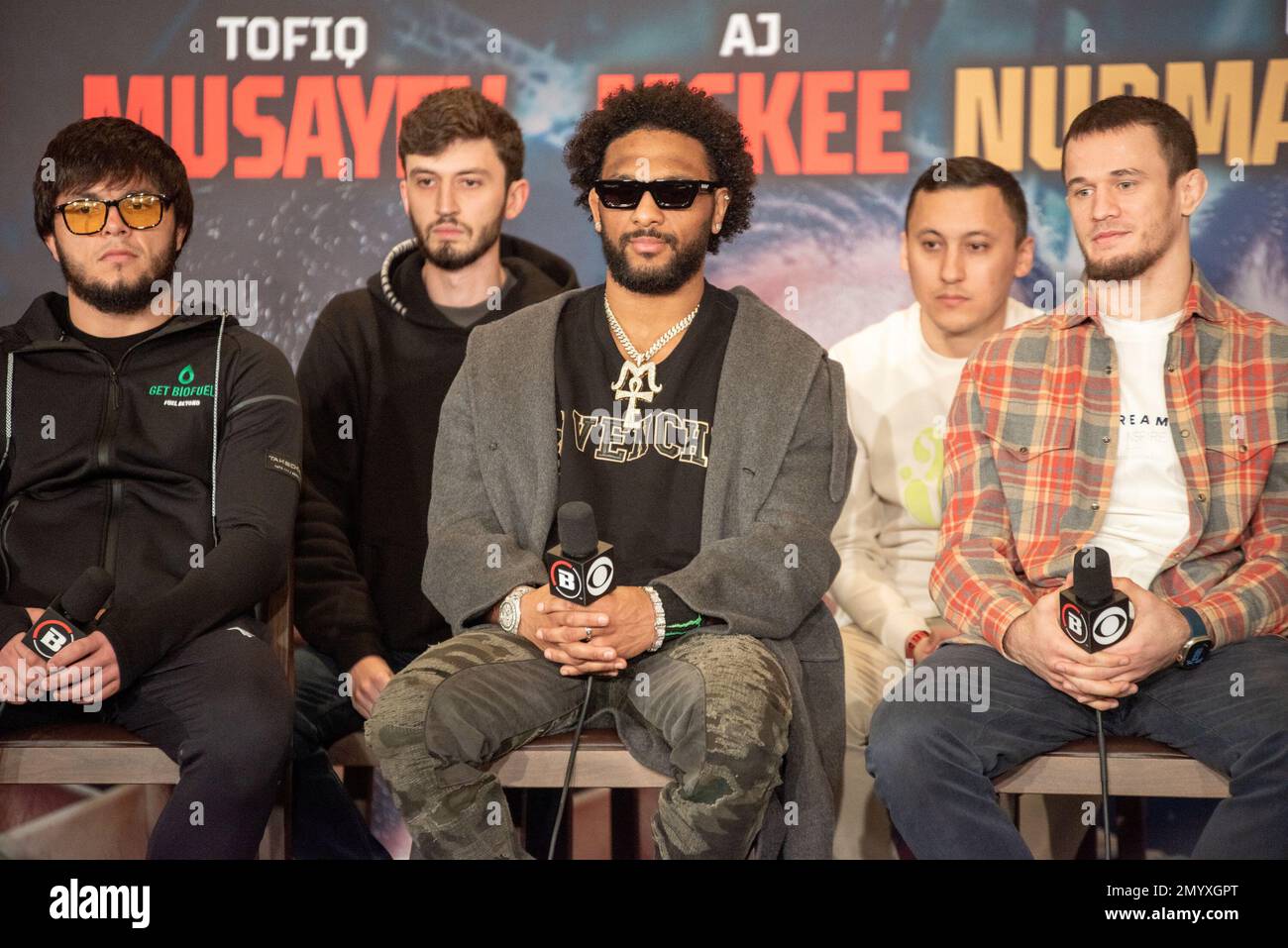 Los Angeles, California February 3rd AJ Mckee addresses the press