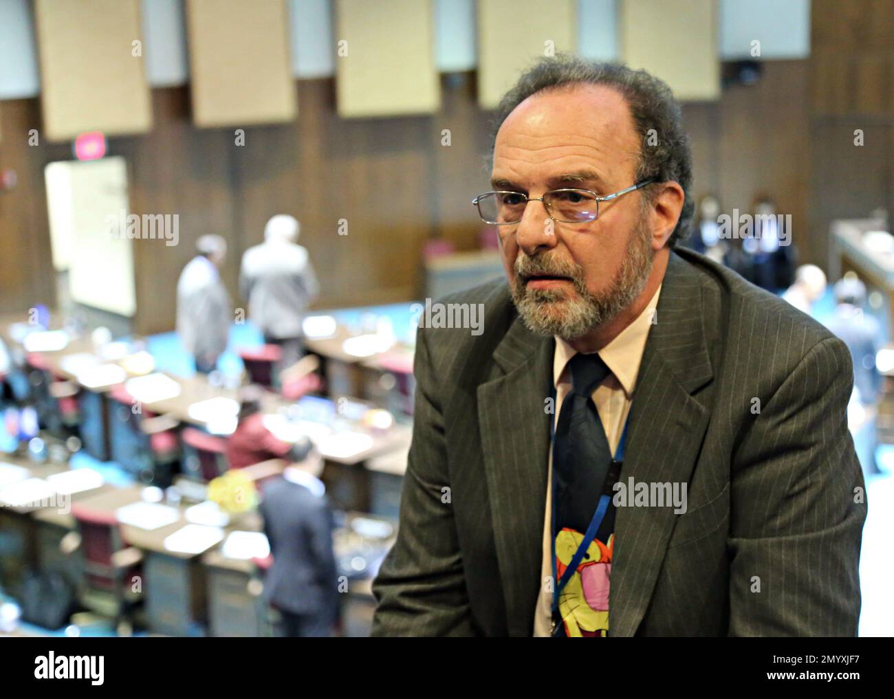 Capitol Media Services reporter Howie Fischer talks with the Arizona  Republic about the Arizona House of Representatives denying reporters  access to the floor pending criminal and civil background checks, in  Phoenix on