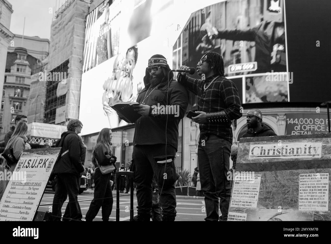 Trill artist Digga D aka Rhys Herbert films music video in Piccadilly Circus. London/UK Stock Photo