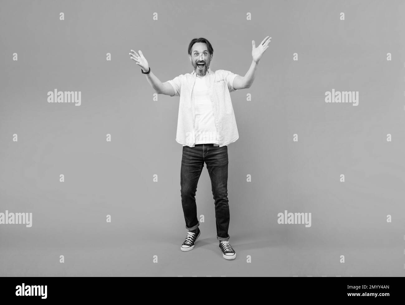 Man welcoming open arms Black and White Stock Photos & Images - Alamy