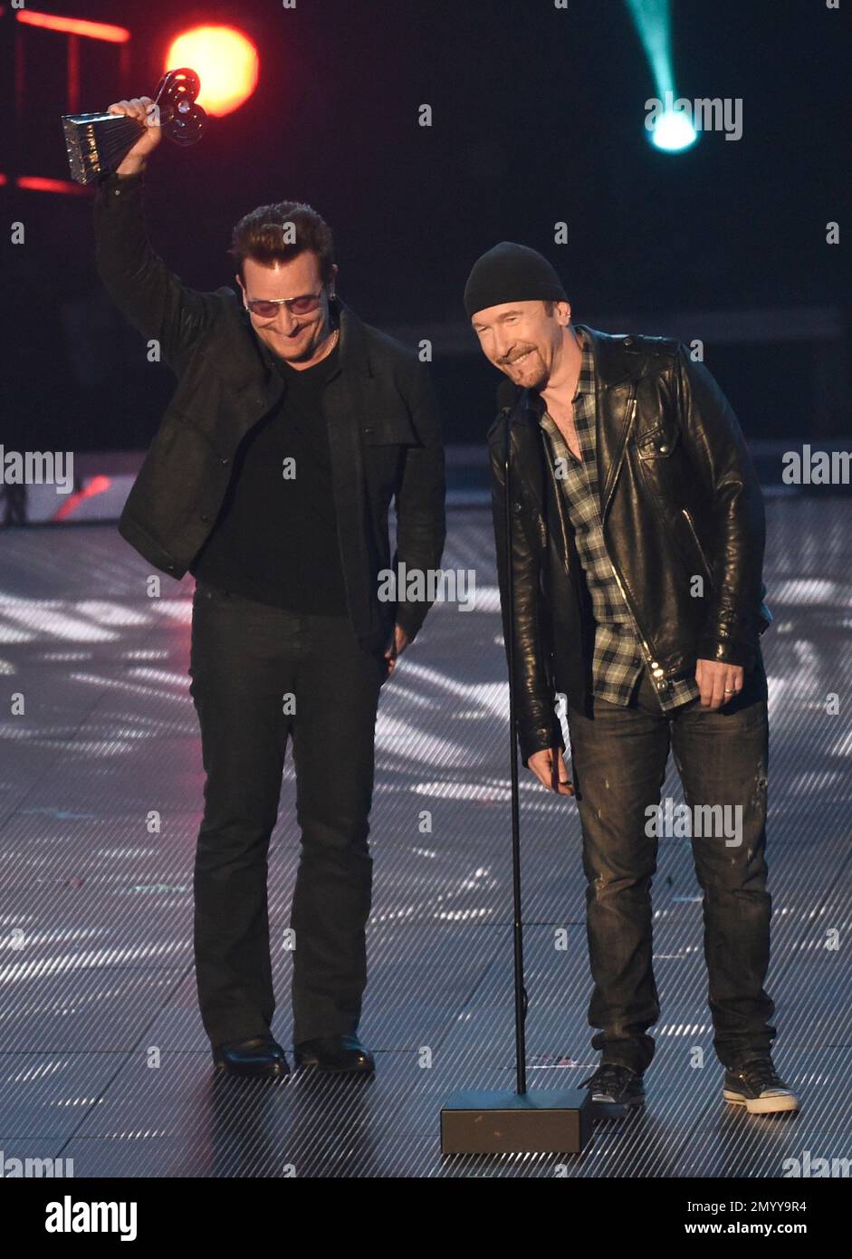 Bono, left, and The Edge of U2 accept the innovator award during the