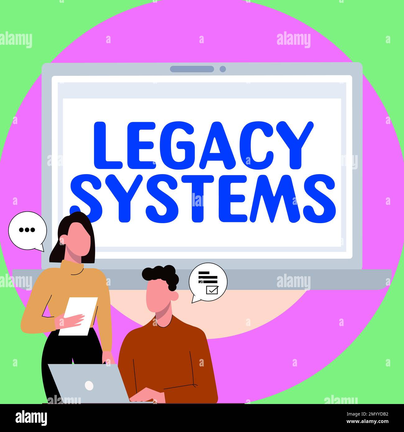Legacy Program Text Text caption presenting Legacy Systems. Business approach old method ...