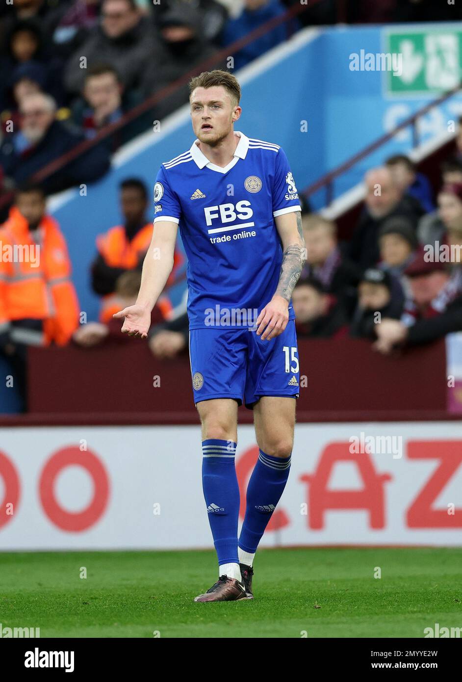 Birmingham, England, 4th February 2023. Harry Souttar of Leicester City during the Premier League match at Villa Park, Birmingham. Picture credit should read: David Klein / Sportimage Stock Photo