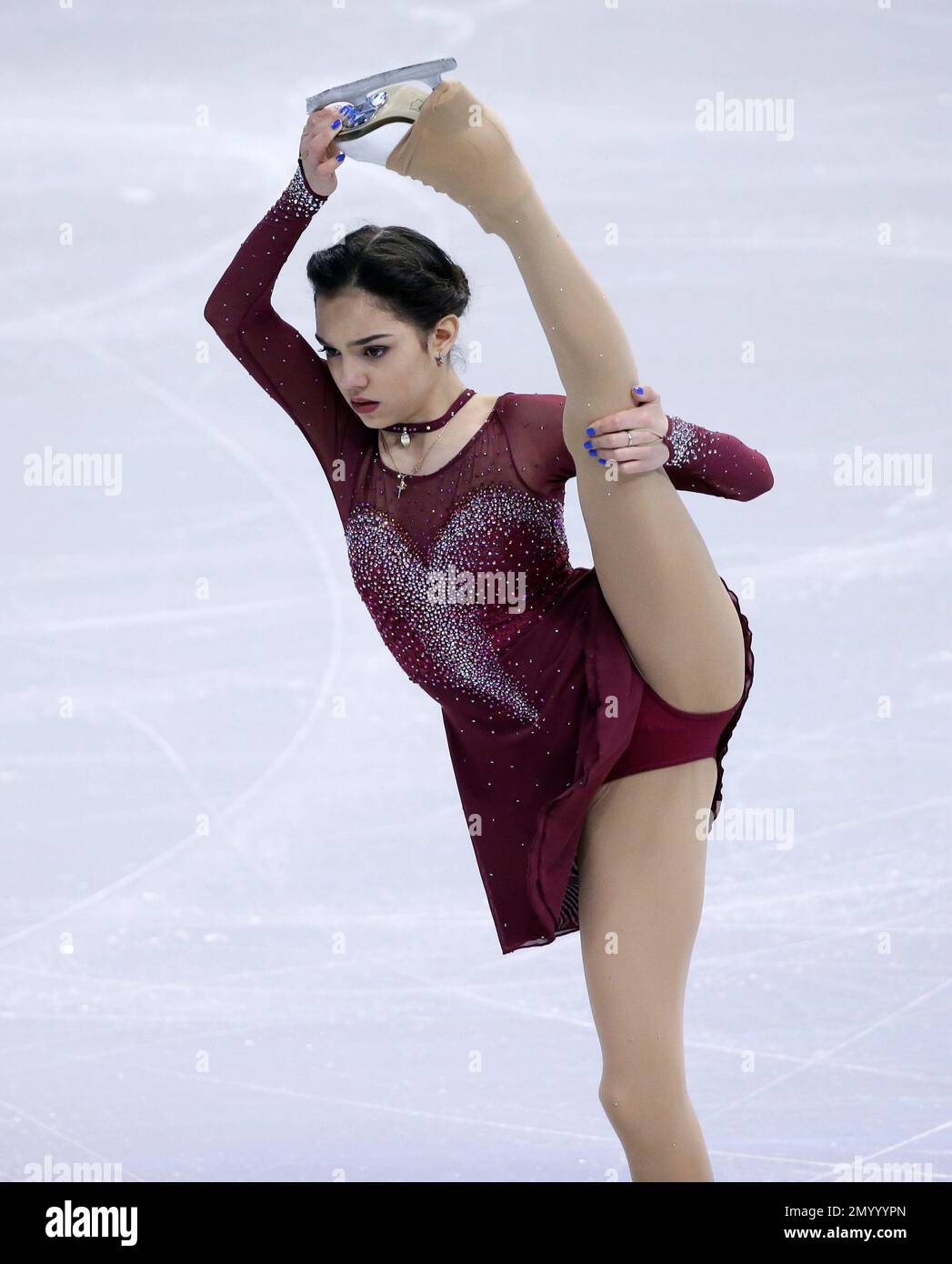 Evgenia Medvedeva, of Russia, competes during the women's short