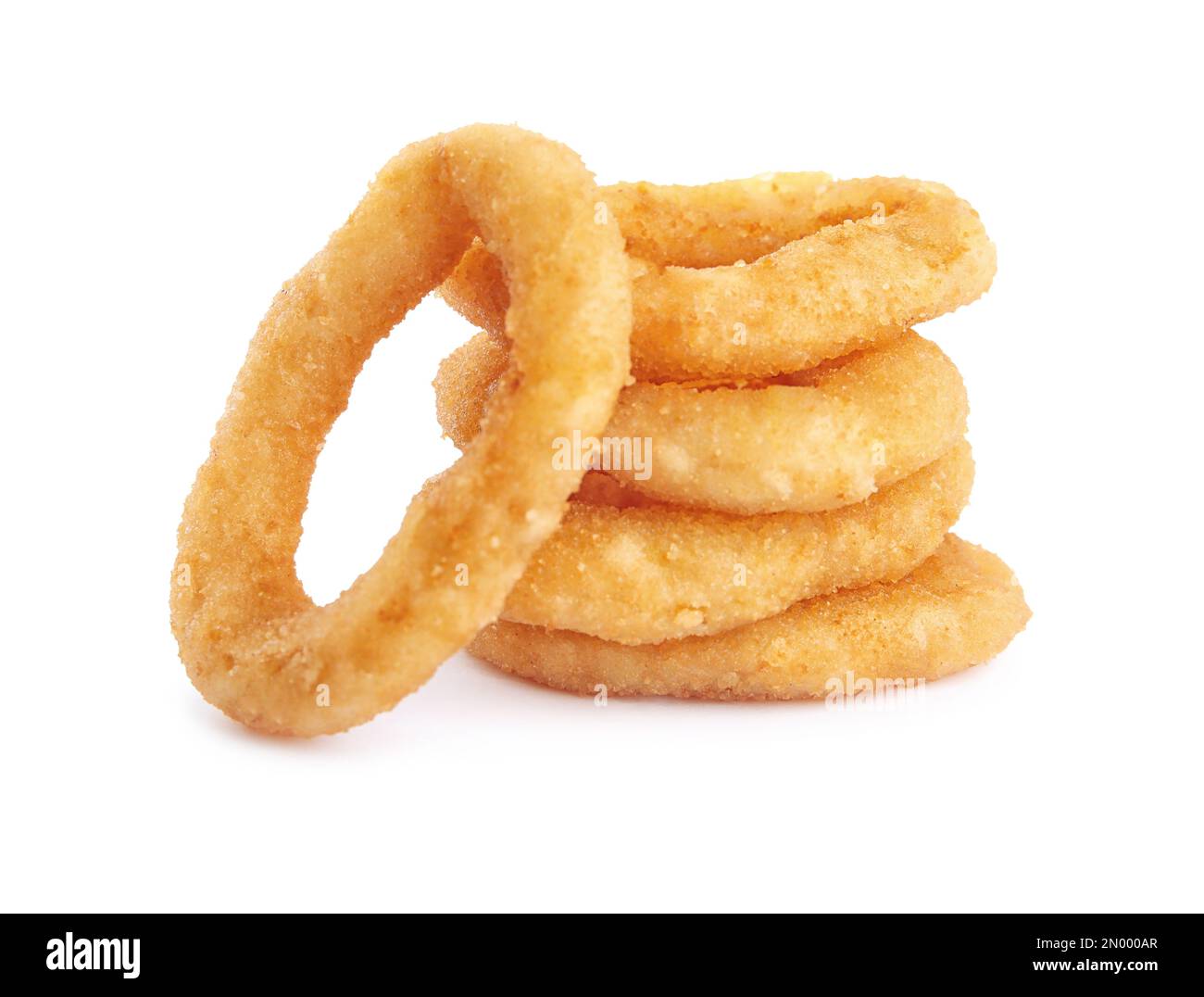 Delicious golden onion rings isolated on white Stock Photo - Alamy