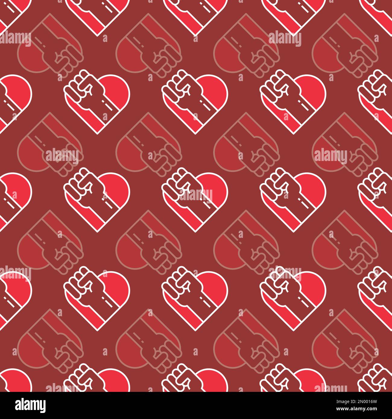 Red Hearts and Rights vector repeat pattern design Stock Vector
