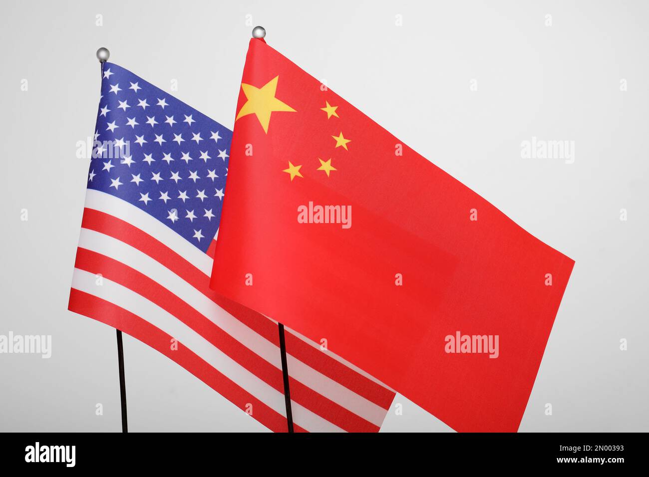 Usa And China Flags On White Background International Relations Stock Usa And China Flags On White Background International Relations Stock