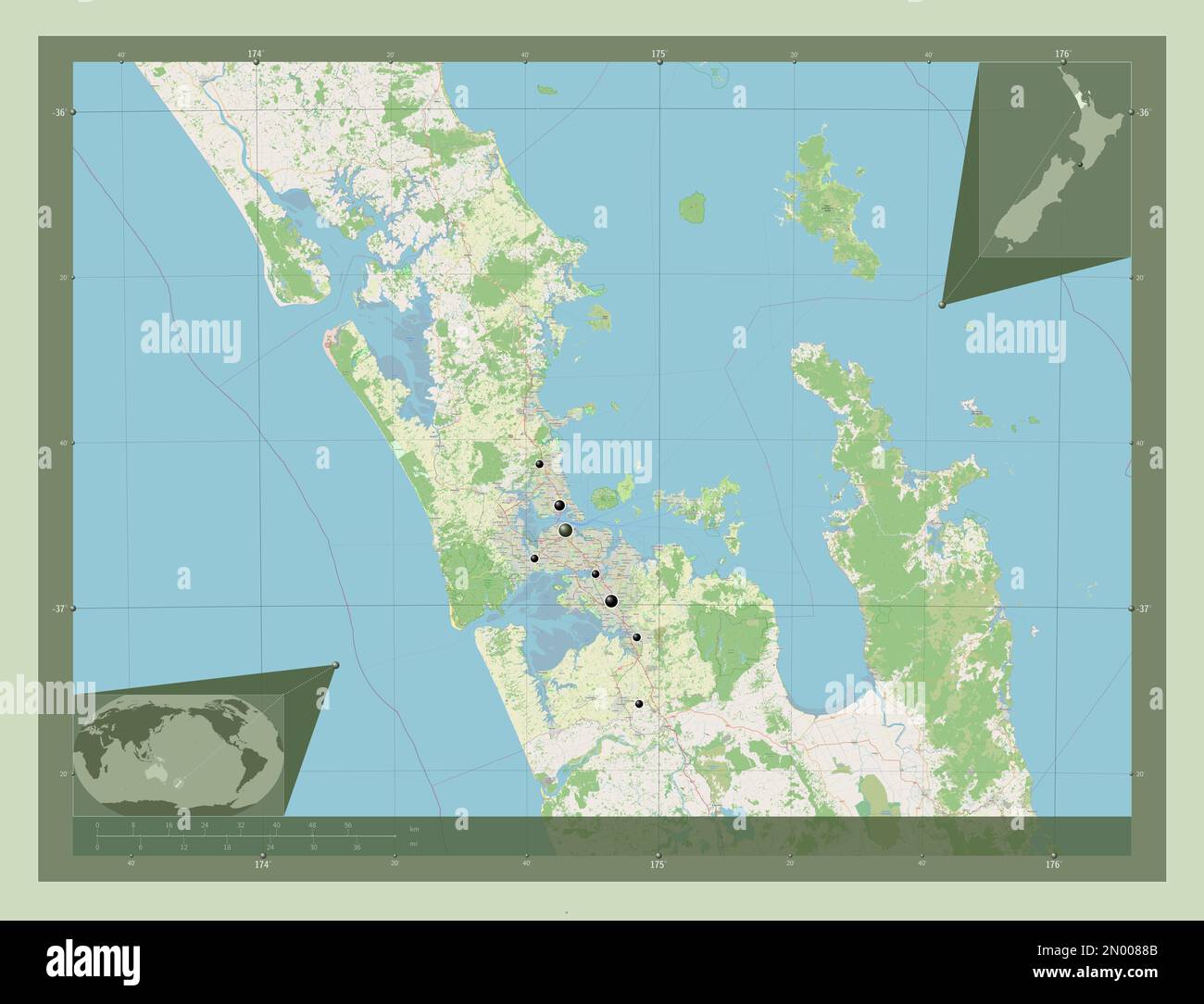 Auckland, regional council of New Zealand. Open Street Map. Locations