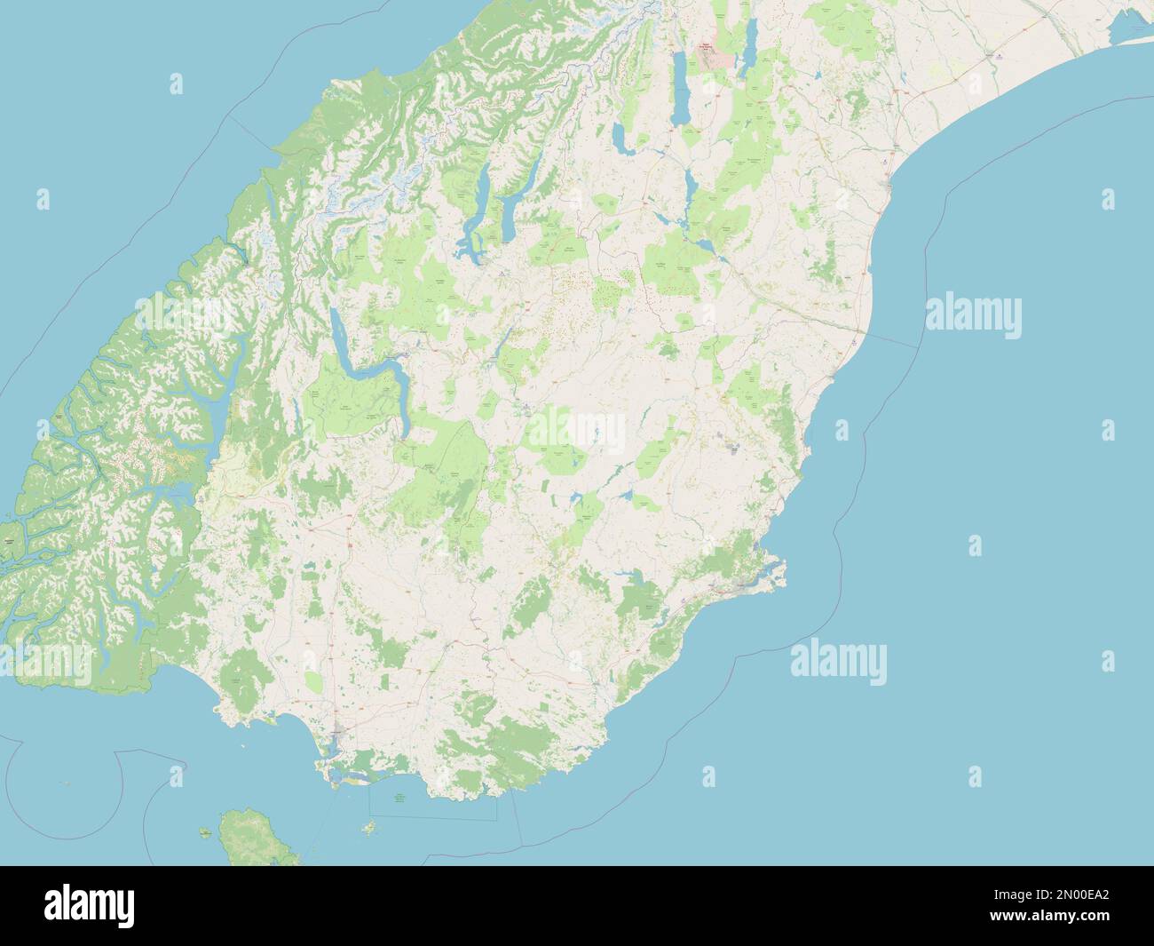 Otago, regional council of New Zealand. Open Street Map Stock Photo