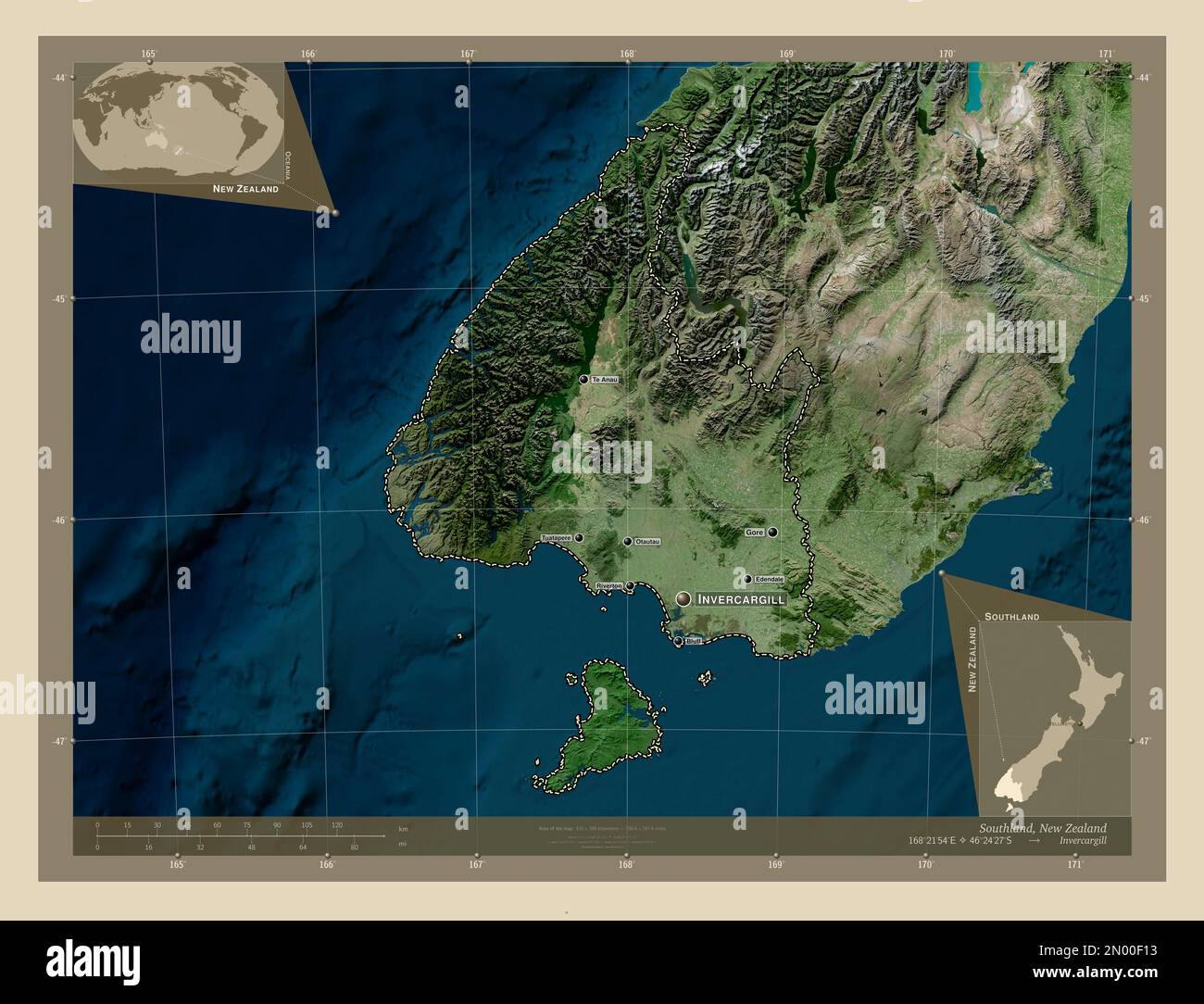 Southland, regional council of New Zealand. High resolution satellite